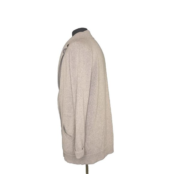 TANDEM Double Breasted Cardigan Sweater Button Front Taupe Italian Wool Size 42 - Picture 10 of 13